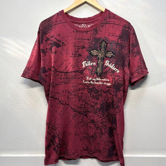 Vtg Ak:cess Distressed Graphic Short Sleeve T-Shirt Fallen Soldiers Men Sz XL - Picture 1 of 8